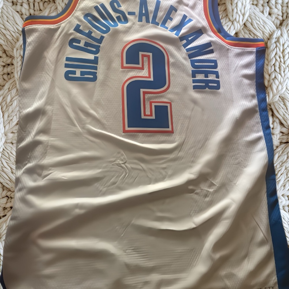 Basketball Jersey with Blue and Orange Accents